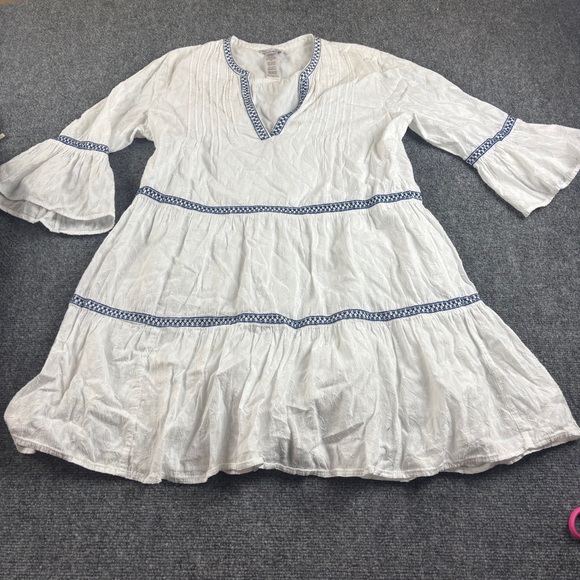 TOMMY BAHAMA Women’s White Cotton Clip Embroidered Coverup Dress size: Medium - Picture 2 of 10